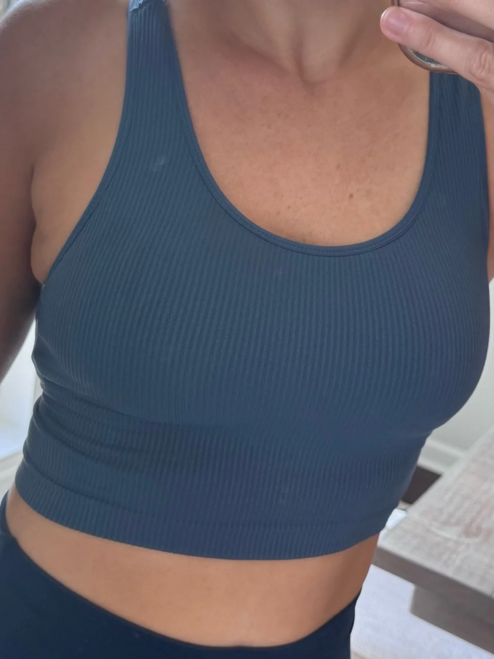 Calia Ribbed Slate Blue Sports Bra Racerback Crop Top - Picture 5 of 13